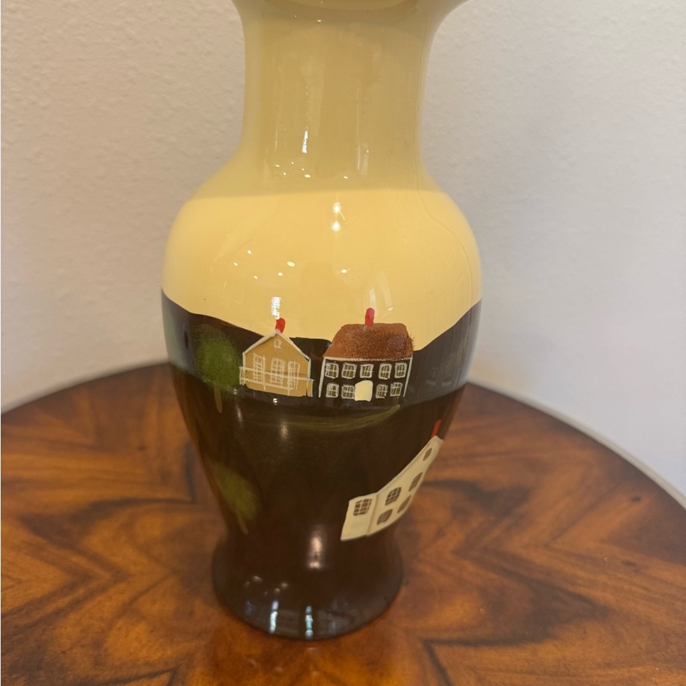 Vintage Hand-Painted Ceramic Vase with Folk Art Design 12” - Picture 6 of 16